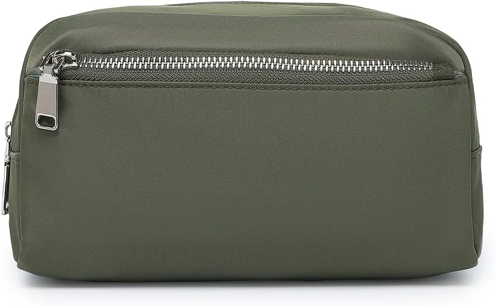 Nylon Female cosmetic bags Canvas toiletry bags Wash bags with large capacity Simple design (Nylon/Army Green)