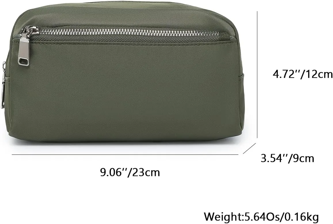 Nylon Female cosmetic bags Canvas toiletry bags Wash bags with large capacity Simple design (Nylon/Army Green)