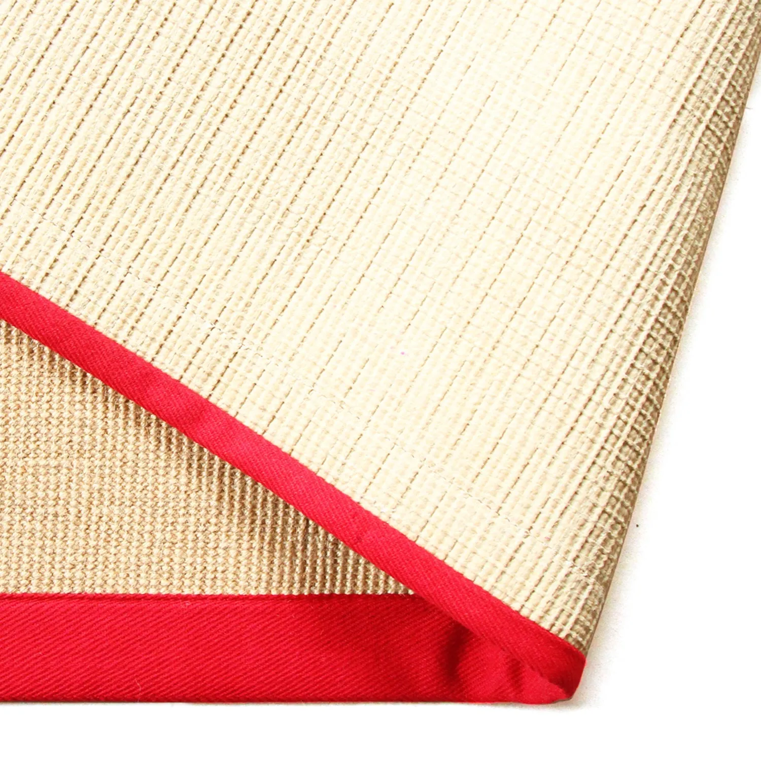 OnlyMat Handwoven Jute Floor Mat with Red Border