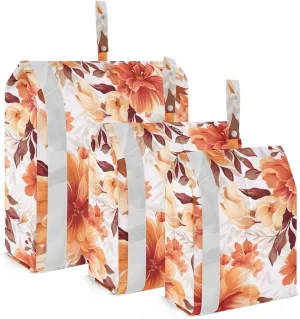 Orange Flowers Packing Cubes for Travel 3 Set Travel Organizer Bags Luggage Bags Organizer for Travel Accessories