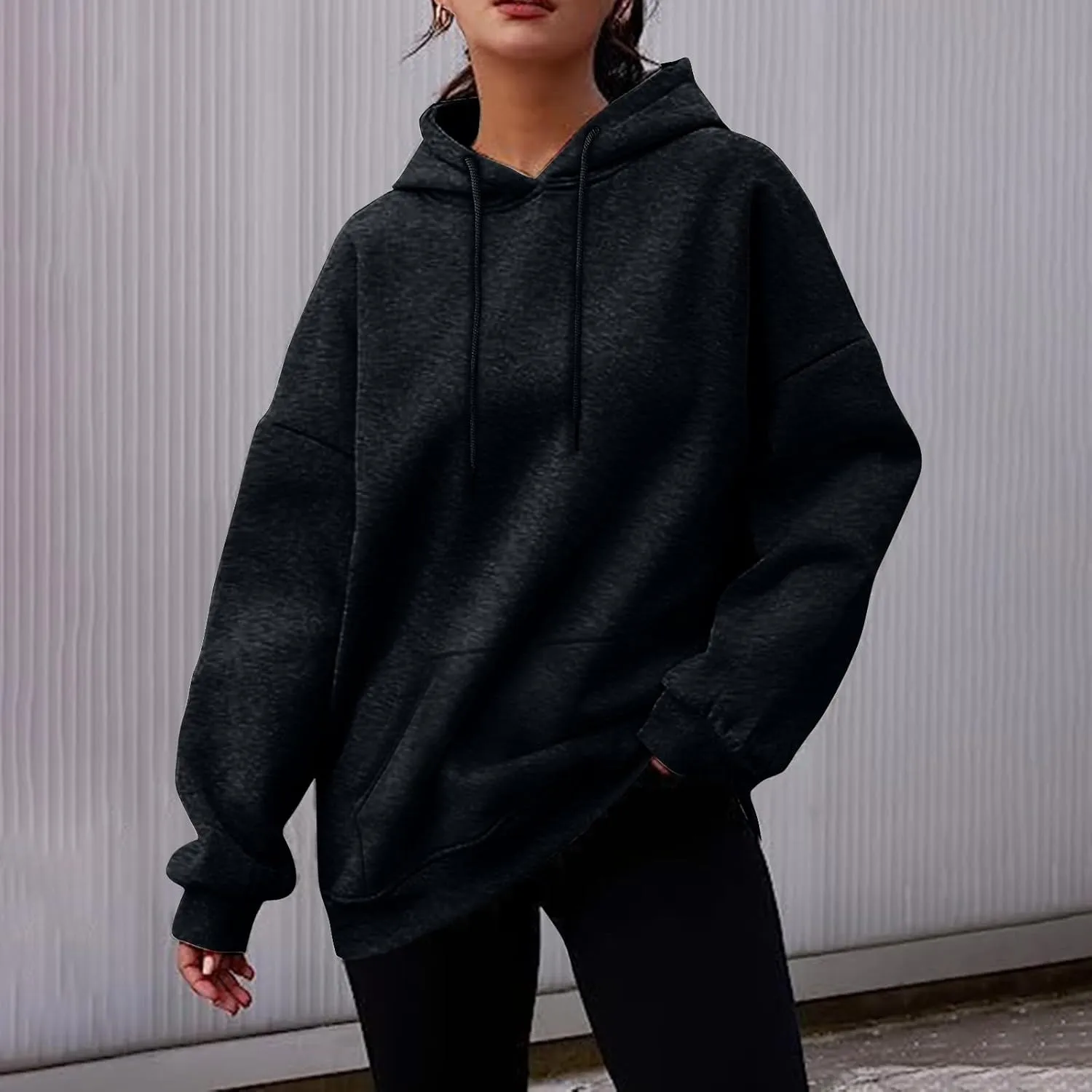 Oversized Hoodies For Women Trendy Long Sleeve Fall Sweatshirt Drawstring Drop Shoulder Tops With Pocket Fashion 2024