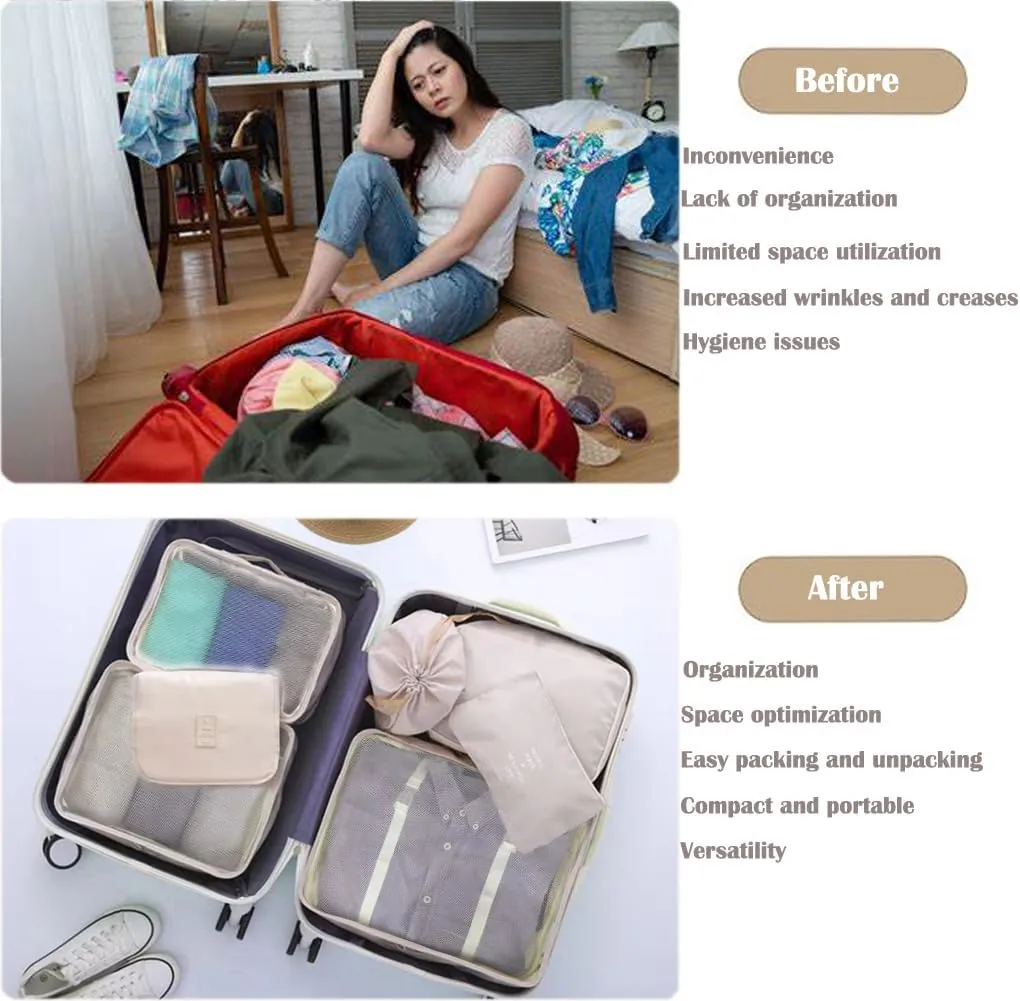 Packing Cubes for Suitcases,Luggage Organizer Bags for Travel Accessories,Travel Cubes for Carry on Suitcases (Beige)