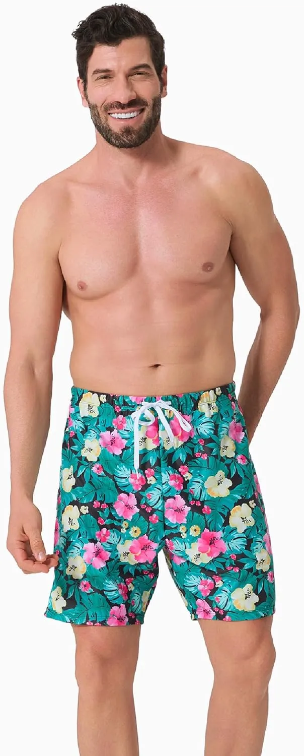 PATPAT Family Matching Summer Swimsuits, Two Piece Bathing Suits Tropical Plant Floral Print Swim Trunks Shorts