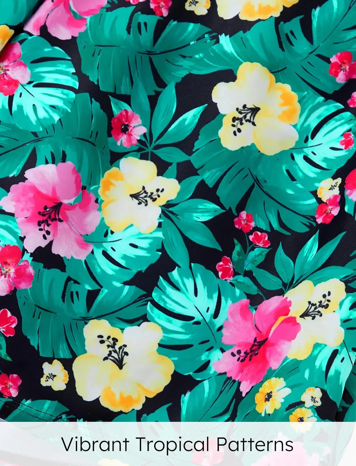 PATPAT Family Matching Summer Swimsuits, Two Piece Bathing Suits Tropical Plant Floral Print Swim Trunks Shorts
