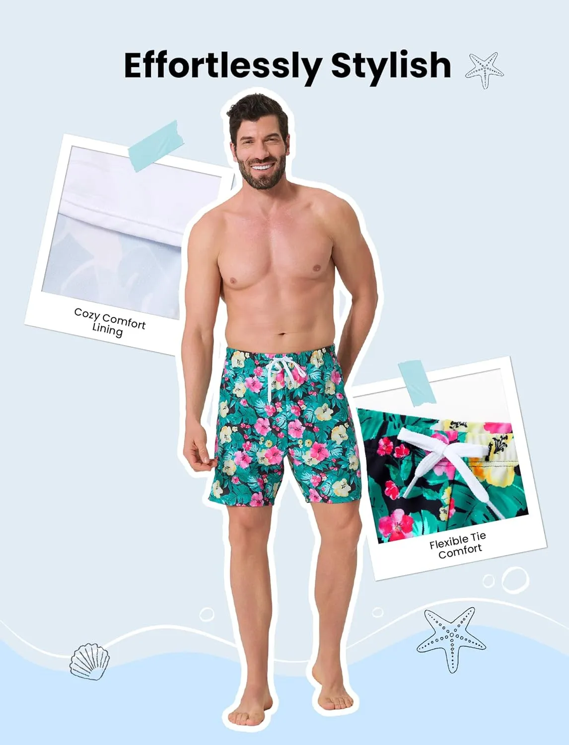 PATPAT Family Matching Summer Swimsuits, Two Piece Bathing Suits Tropical Plant Floral Print Swim Trunks Shorts