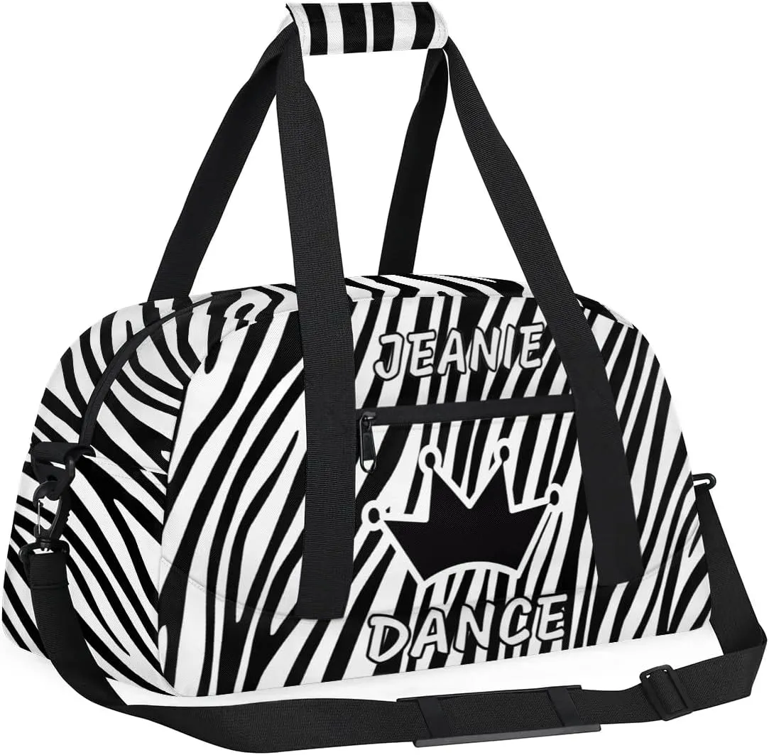 Personalize Kids Dance Duffel Bags with Custom Name & Text Sport Carry-On Garment Shoes Bags Gift for Girls Boys Teens Overnight Weekender Travel Leopard Print 2