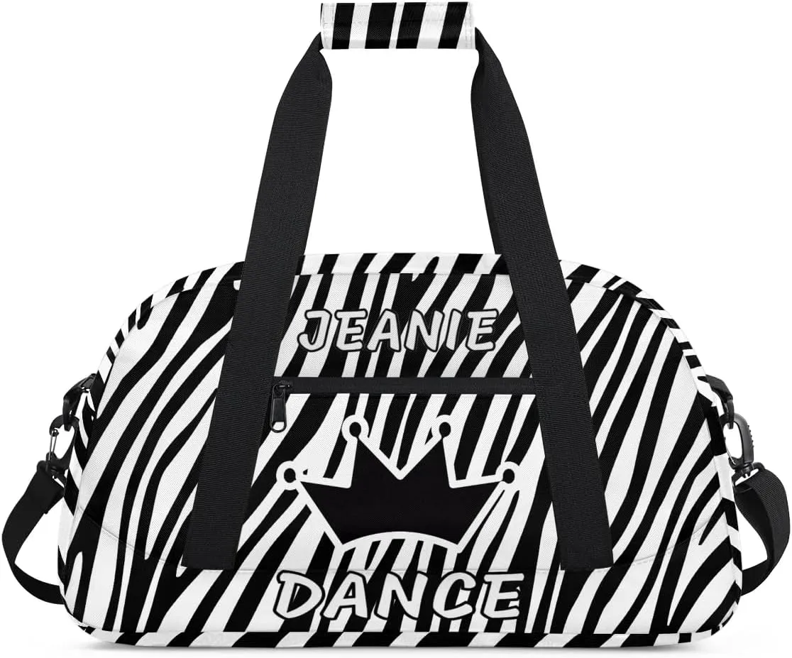 Personalize Kids Dance Duffel Bags with Custom Name & Text Sport Carry-On Garment Shoes Bags Gift for Girls Boys Teens Overnight Weekender Travel Leopard Print 2