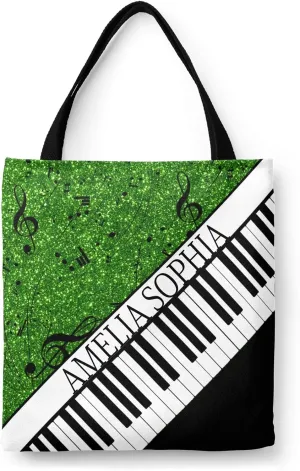 Personalized Name Ocean Glitter Music Note Piano Handbag Gift Bags Christmas Treat Bags for Holiday Party Gift Bags