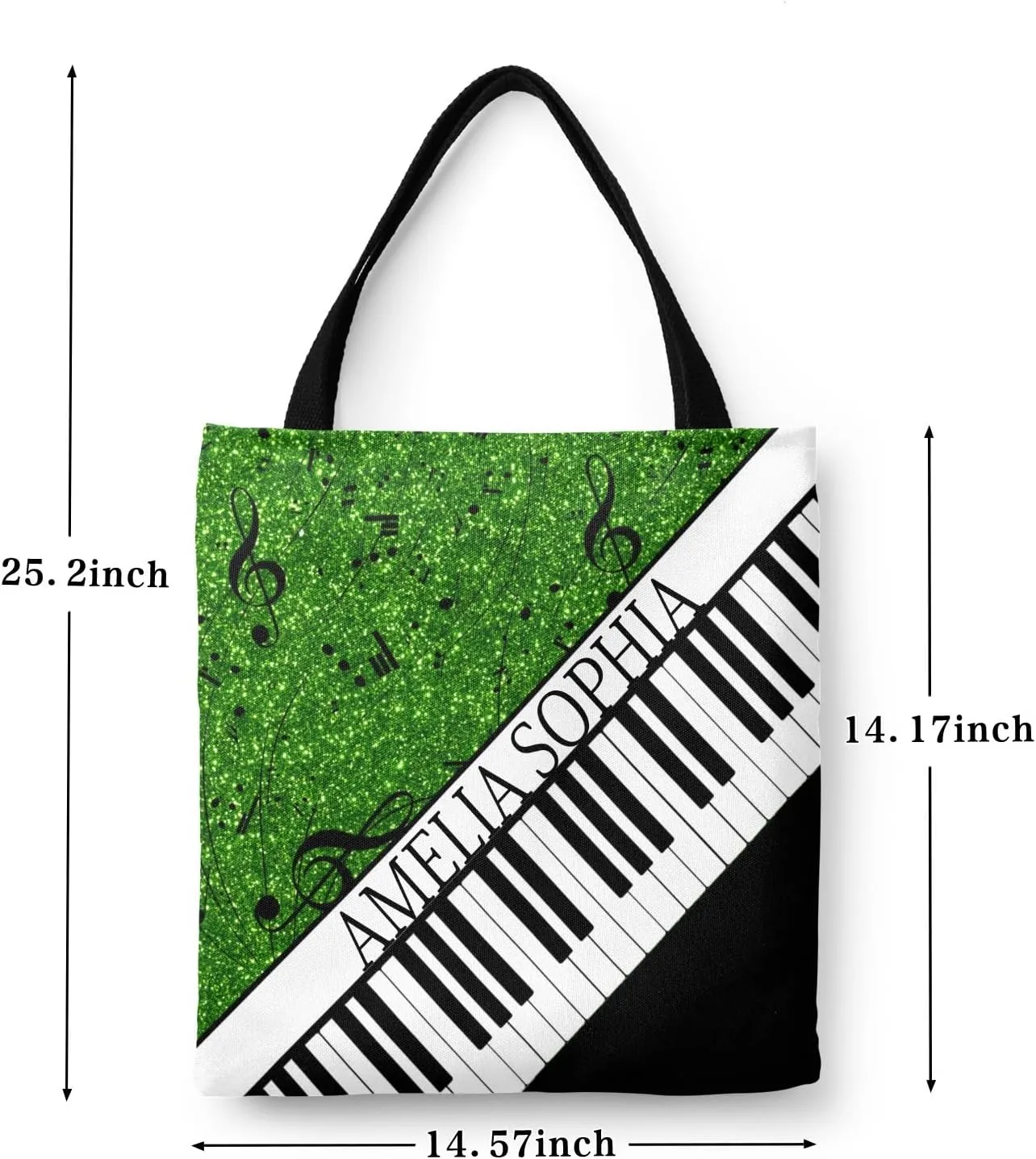 Personalized Name Ocean Glitter Music Note Piano Handbag Gift Bags Christmas Treat Bags for Holiday Party Gift Bags