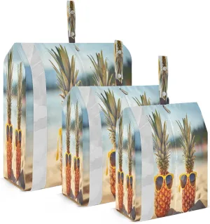 Pineapples Glasses Seaside Compression Packing Cubes Suitcase Organizer Bags Set for Travel Cubes for Women Travel Accessories
