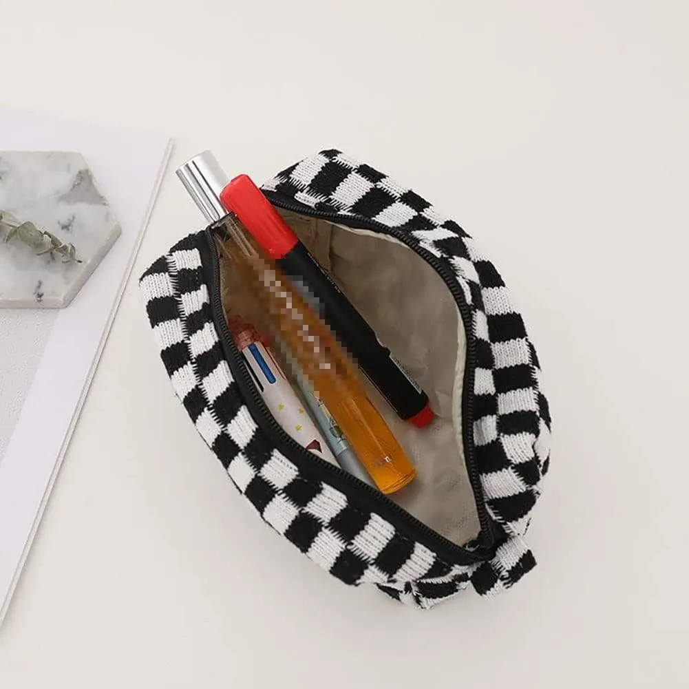 Plaid Makeup Bag Cosmetic Pouch Large Capacity Pencil Case Storage Bag Travel Toiletry Bag Organizer Accessories Pouch