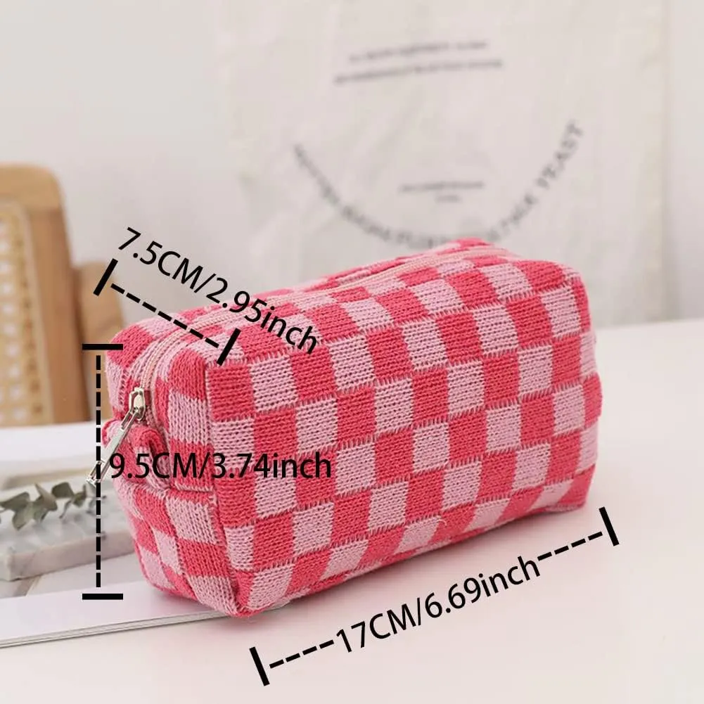 Plaid Makeup Bag Cosmetic Pouch Large Capacity Pencil Case Storage Bag Travel Toiletry Bag Organizer Accessories Pouch