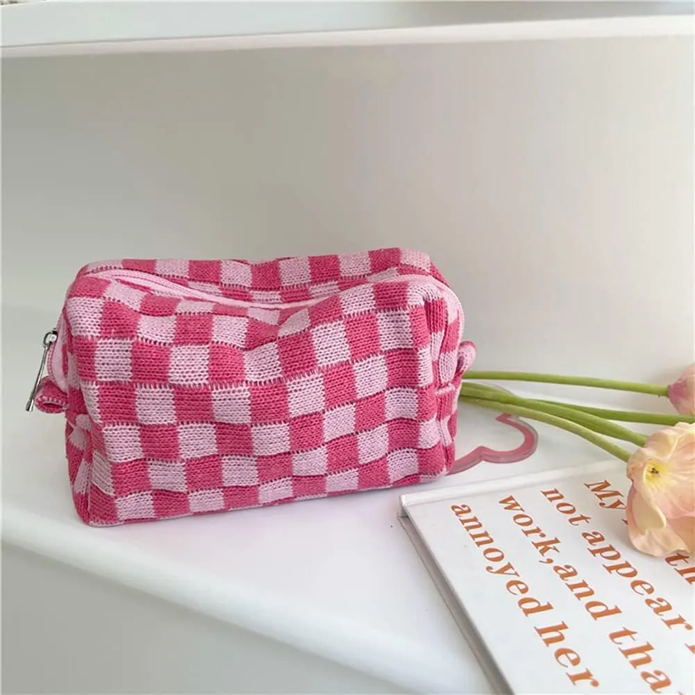 Plaid Makeup Bag Cosmetic Pouch Large Capacity Pencil Case Storage Bag Travel Toiletry Bag Organizer Accessories Pouch