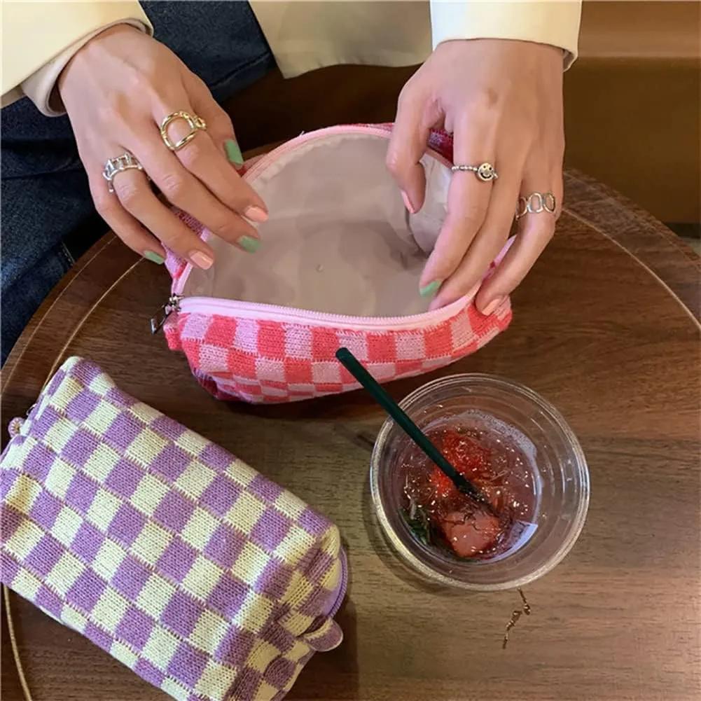 Plaid Makeup Bag Cosmetic Pouch Large Capacity Pencil Case Storage Bag Travel Toiletry Bag Organizer Accessories Pouch