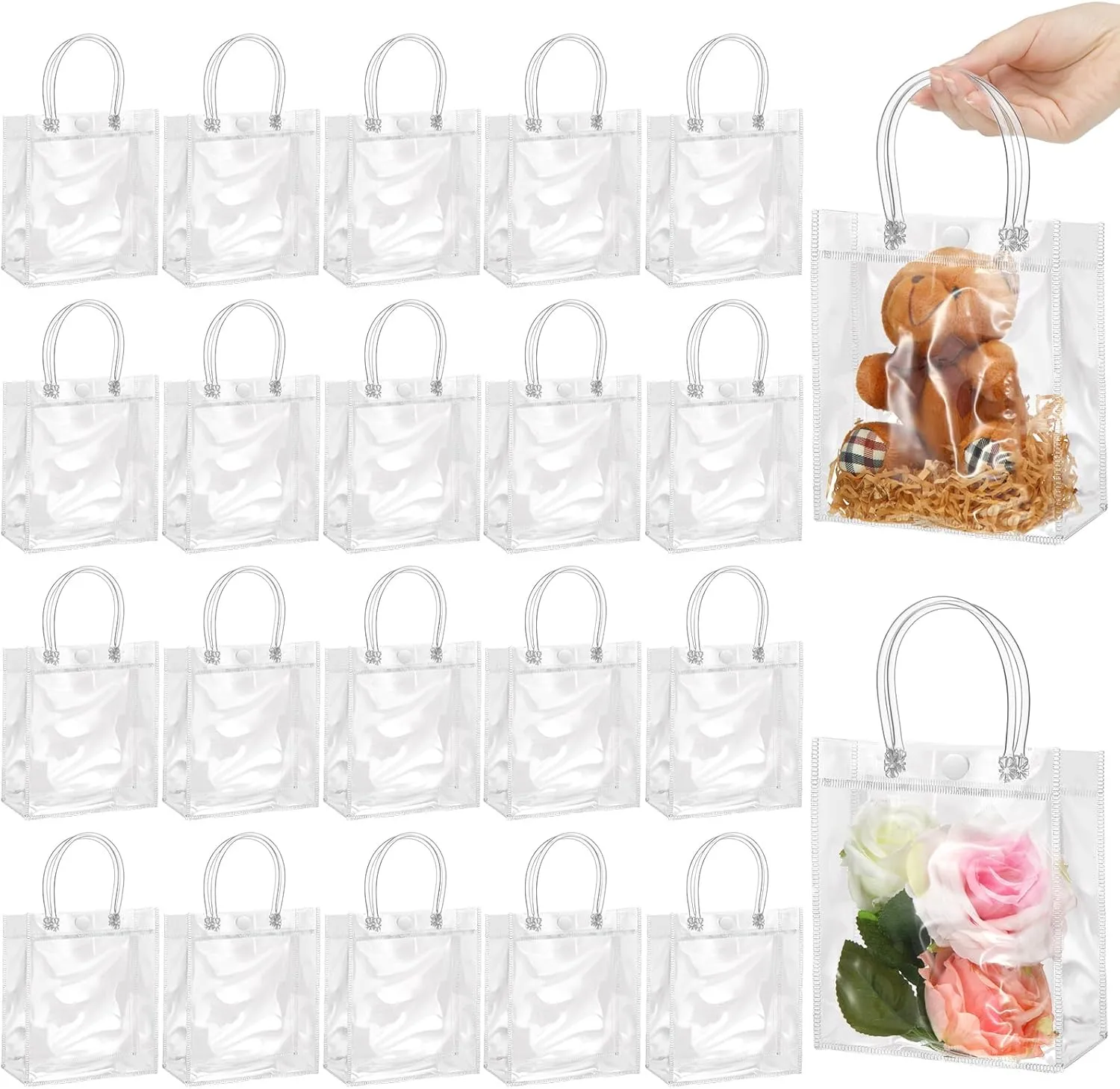 ProSuites 20 Pack Clear Plastic Gift Bags for Wedding Favors, Party Favor Bags Small 10.65.92.0 Inches - Premium Quality, Bulk Packaging Included (Crystal Clear)