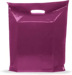 Purple Merchandise Plastic Shopping Bags - 100 Pack 9" x 12" with 1.5 mil Thick - Die Cut Handles - Perfect for Retail, Party Favors, Birthdays, Goodie Bags - Color Purple - Recyclable
