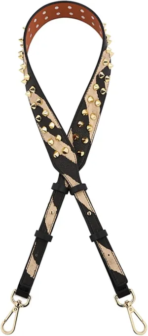 Purse Shoulder Strap Adjustable Double-sided Leather Rivet Crossbody Bag Strap Wide Replacement Belt Accessories for Female