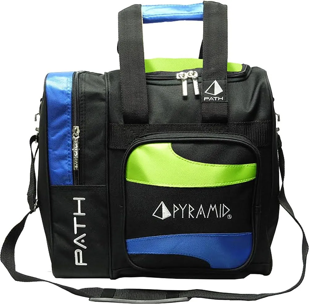 Pyramid Path Deluxe Single Tote Bowling Bag with Large Separate Compartment for Bowling Shoes (Up To US Mens Size 15) or Accessories - Holds One Bowling Ball
