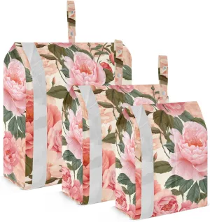 Rose Pink Peony Packing Cubes for Travel 3 Set Travel Compression Bags Luggage Cubes for Travel Accessories