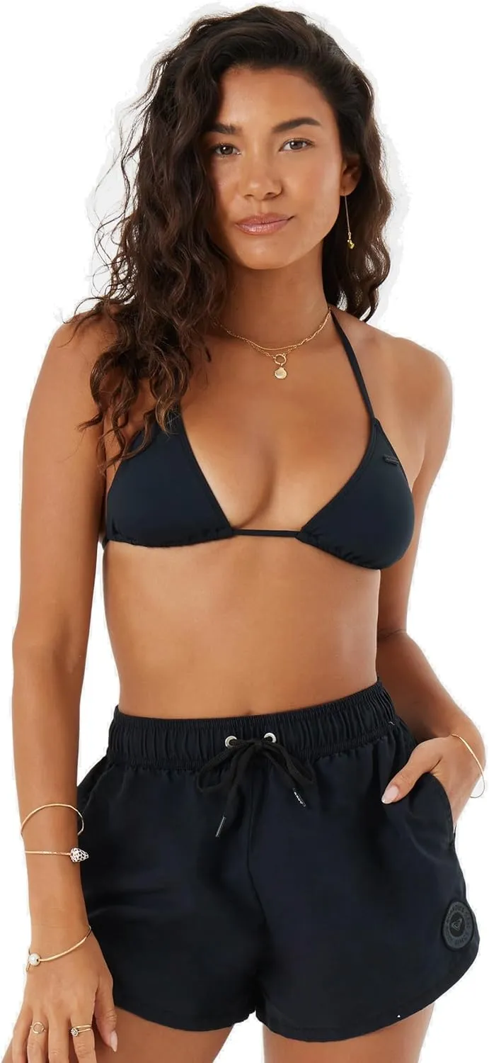 Roxy Women's Beach Casual Loose Fitted, Elastic Waist Drawcord Swim Shorts, Quick-Dry