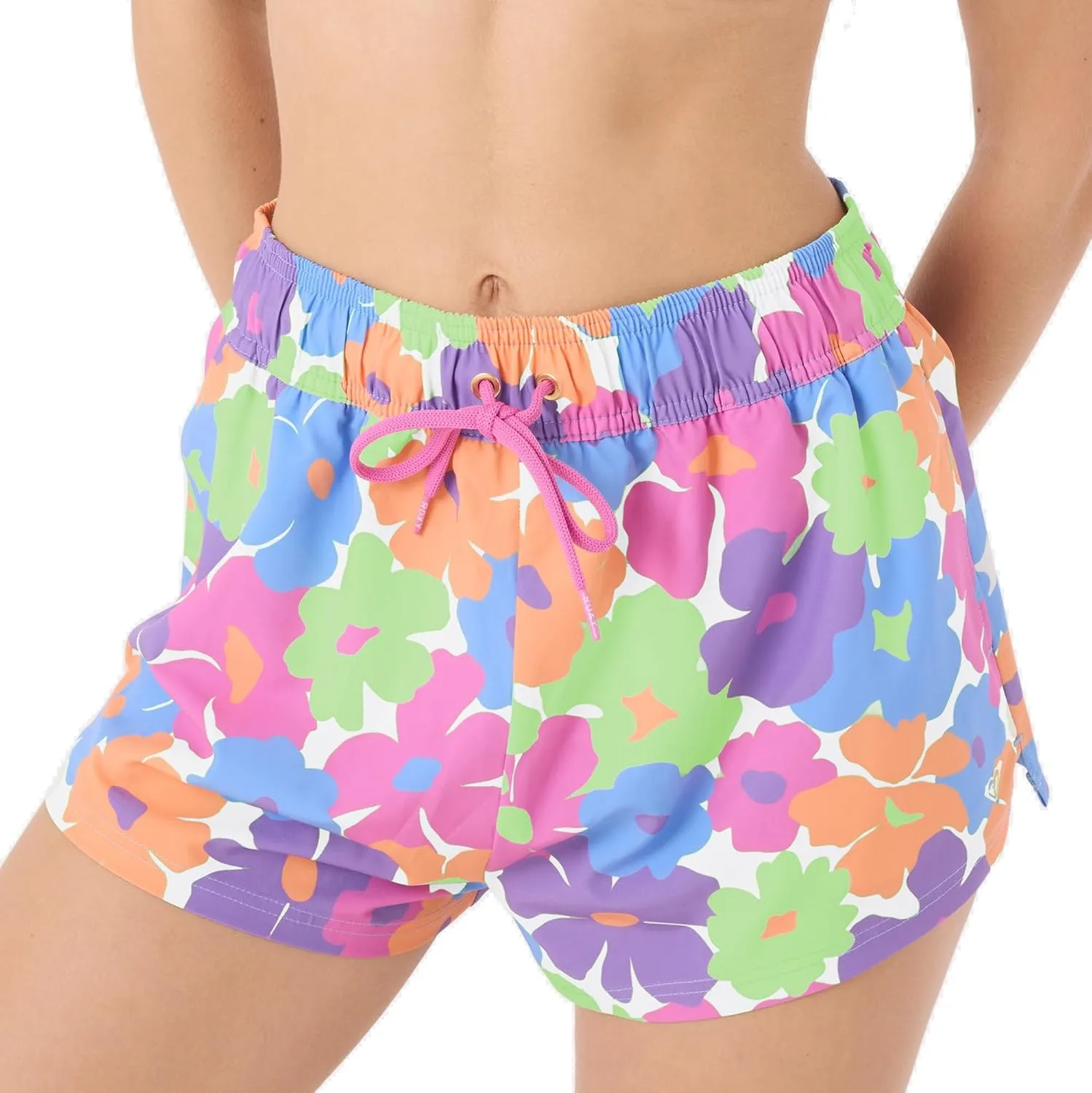 Roxy Women's Beach Casual Loose Fitted, Elastic Waist Drawcord Swim Shorts, Quick-Dry