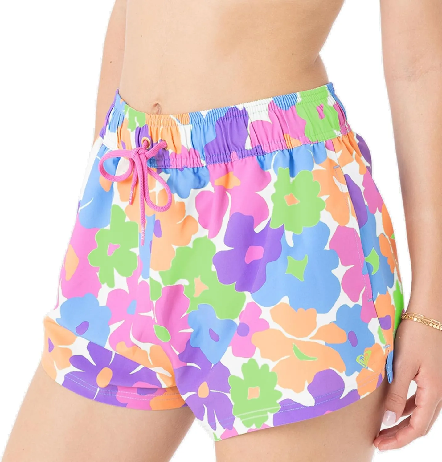Roxy Women's Beach Casual Loose Fitted, Elastic Waist Drawcord Swim Shorts, Quick-Dry