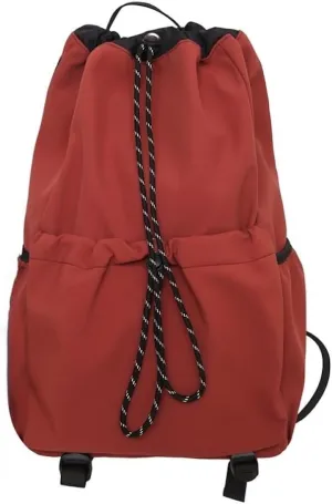 Selena Drawstring Bucket Backpack with pins and Accessories Aesthetic Big Capacity Couple Travel Laptop Bag (Backpack,Red)