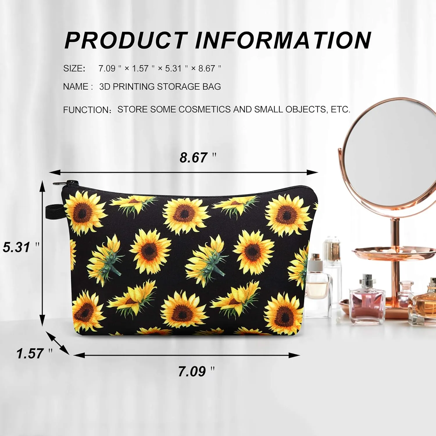 SELLYFELLY Women Cosmetic Bag Travel Makeup Pouch Waterproof Makeup Bag for Purse Portable Toiletry Bag Accessories Organizer