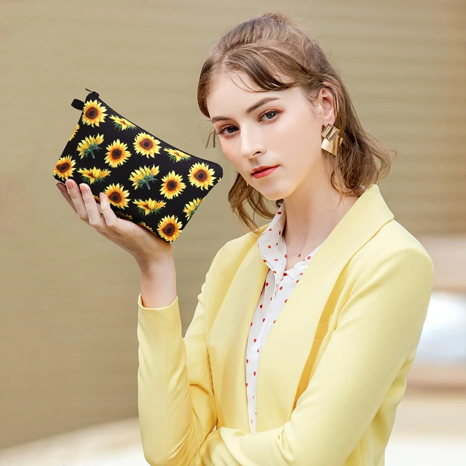 SELLYFELLY Women Cosmetic Bag Travel Makeup Pouch Waterproof Makeup Bag for Purse Portable Toiletry Bag Accessories Organizer