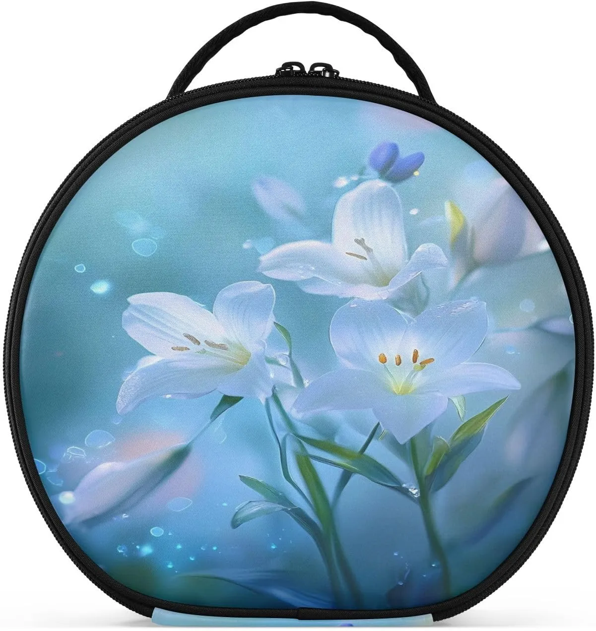 senya Round Cosmetic Pouch Travel Makeup Train Case Organizer Bag Portable Makeup Brushes Toiletry Jewelry Accessories Lily