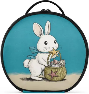 senya Round Cosmetic Pouch Travel Makeup Train Case Organizer Bag Portable Makeup Brushes Toiletry Jewelry Accessories Rabbit