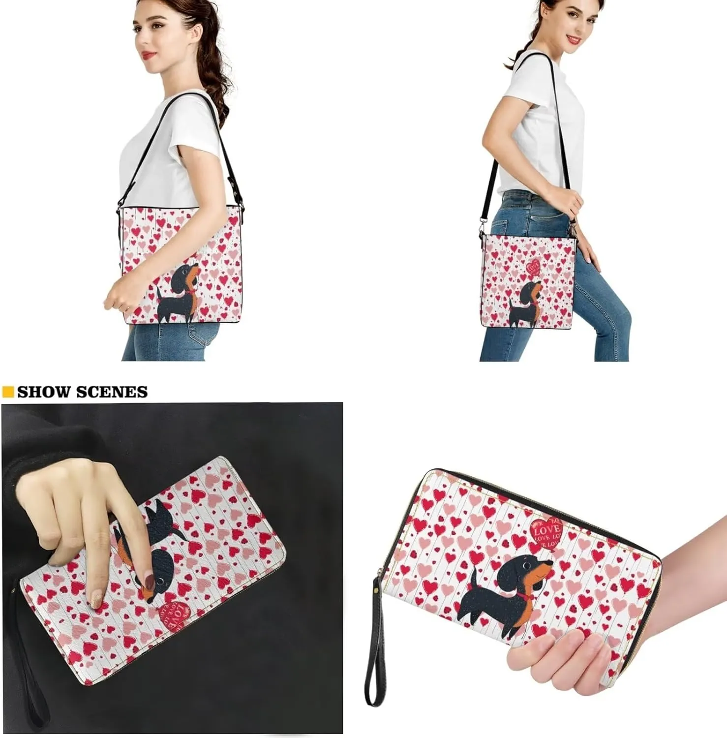 Shoulder Bags Set 2 Piece Saddle Bags Crossbody Bags for Women with Shoulder Strap Wristlet Wallets for Women