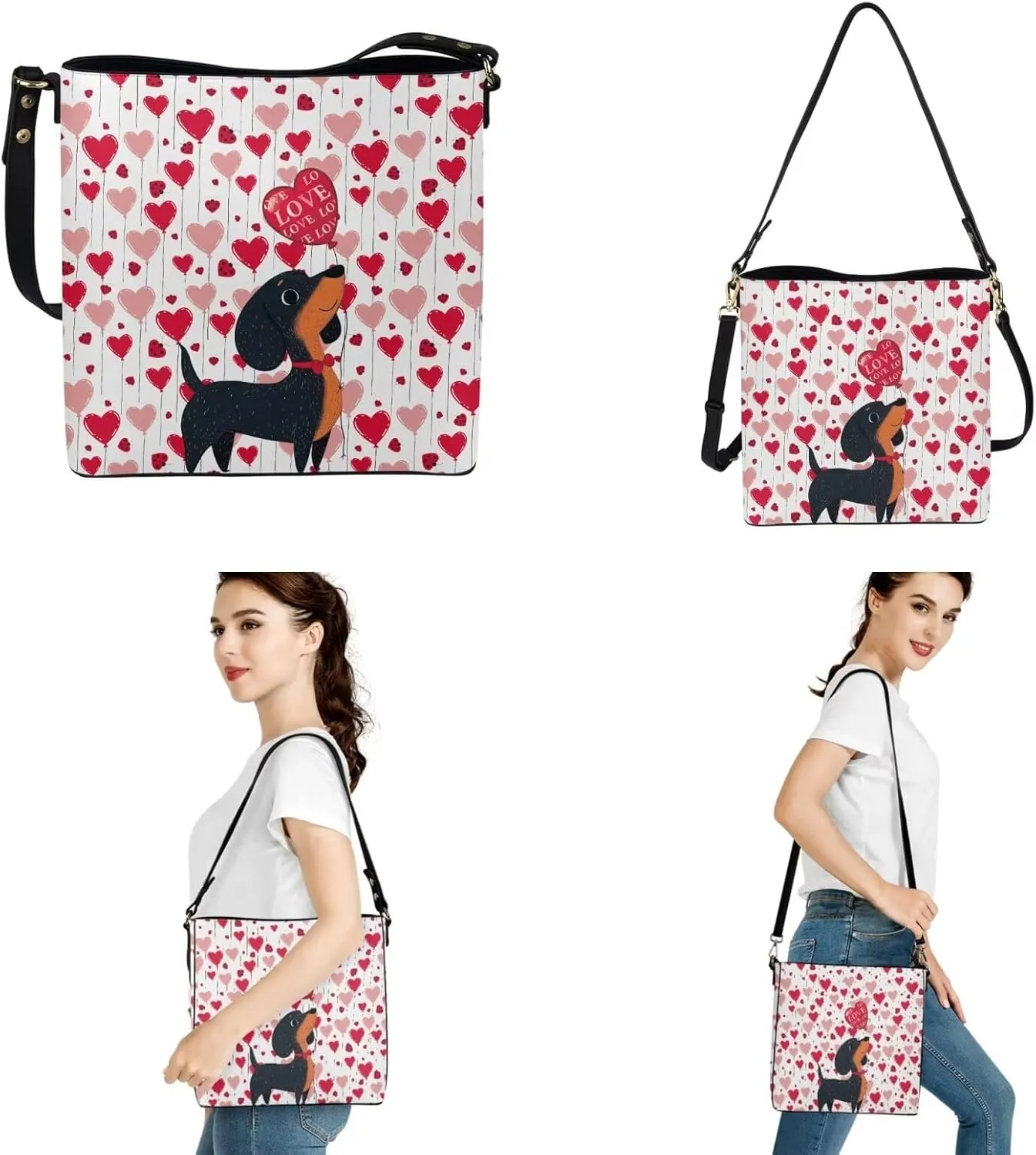 Shoulder Bags Set 2 Piece Saddle Bags Crossbody Bags for Women with Shoulder Strap Wristlet Wallets for Women