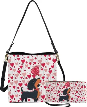 Shoulder Bags Set 2 Piece Saddle Bags Crossbody Bags for Women with Shoulder Strap Wristlet Wallets for Women