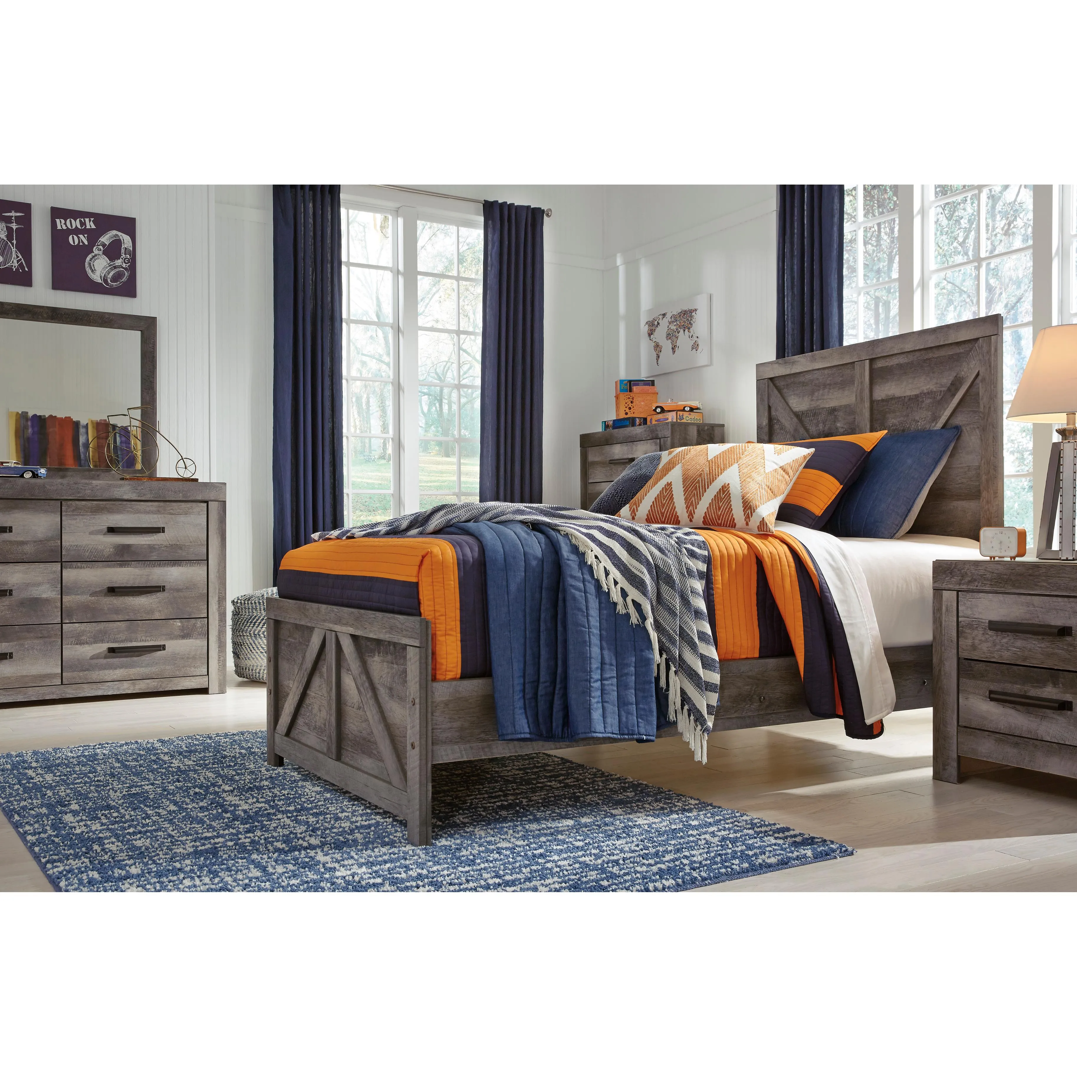 Signature Design by Ashley Wynnlow B440B16 Twin Crossbuck Panel Bed