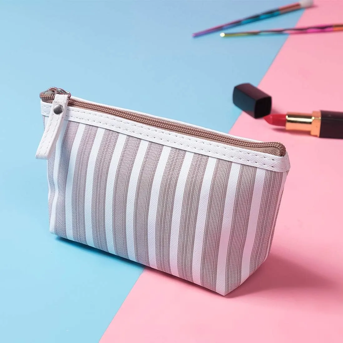 Small Cosmetic Bags for Women,Makeup Bag for Purse Travel Toiletry Bag Accessories Organizer Zipper Pouch (brown)