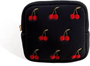 Small Makeup Pouch for Women Mini Coin Purse Kawaii Cherry Bag That Girl Aesthetic Y2k Accessories (black)