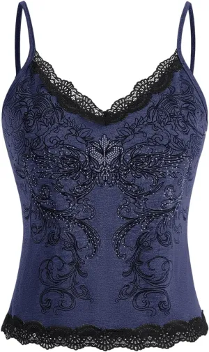 SOLY HUX Women's Plus Size Sexy Lace Tank Tops Y2K Gothic Tops Sleeveless Going Out Clubwear