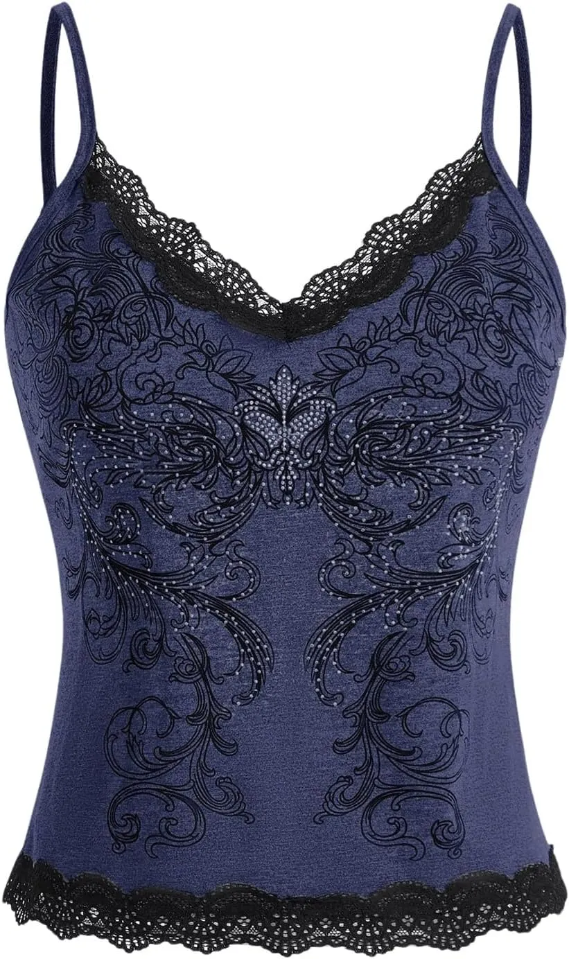 SOLY HUX Women's Plus Size Sexy Lace Tank Tops Y2K Gothic Tops Sleeveless Going Out Clubwear