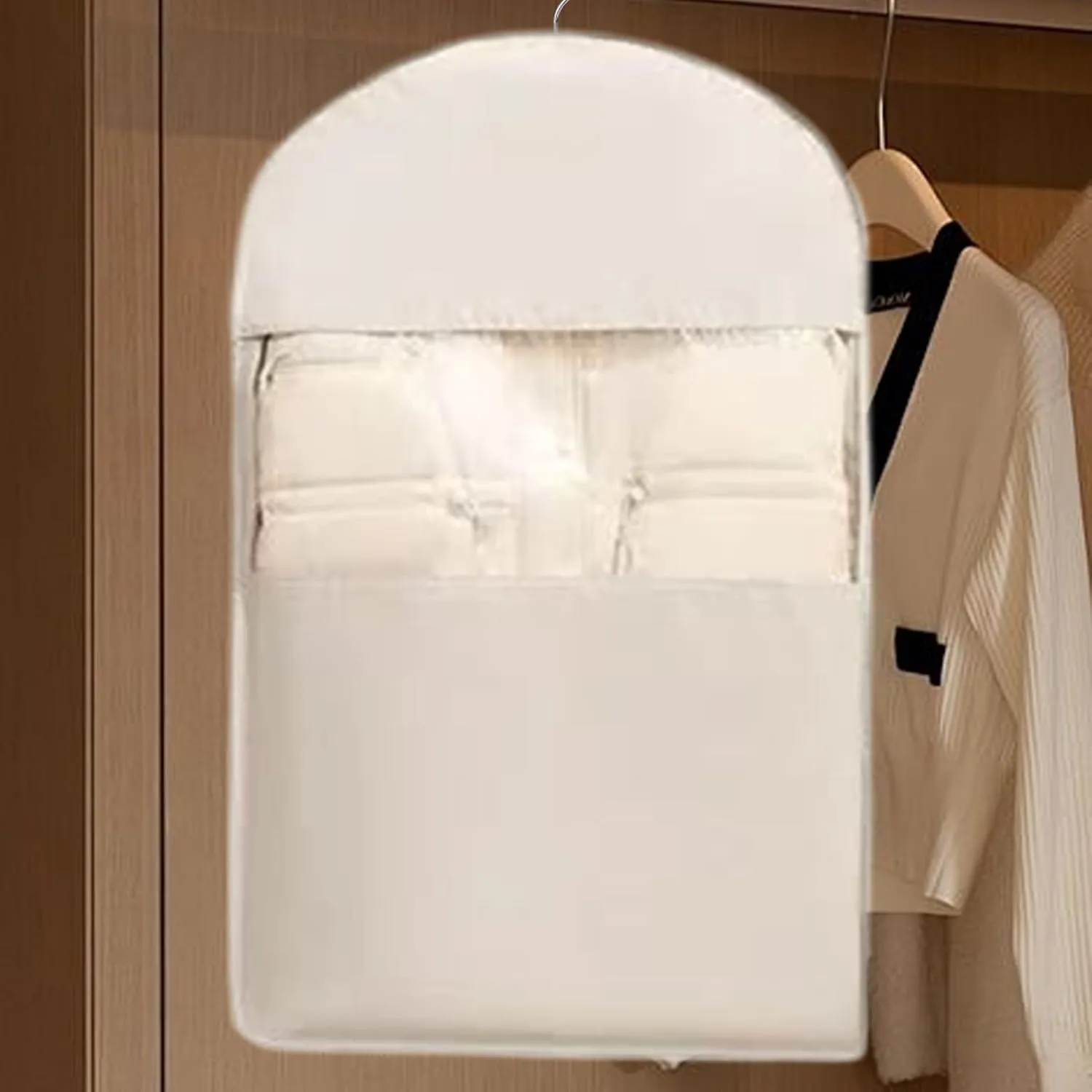 Space Saver Hanging Garment Bag With Compression Zipper, Space Saver Closet Organizer, Large Dust Cover Garment Bag For Down Coats