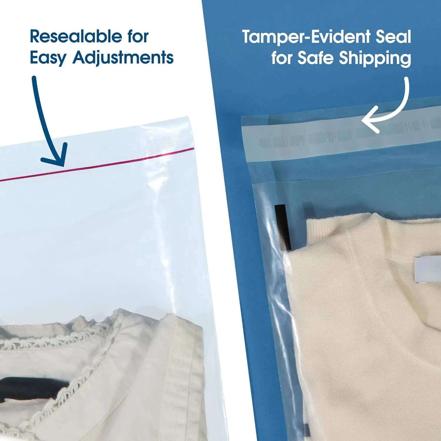Spartan Industrial - 11 X 14 (100 Count) Self Seal Clear Poly Bags with Suffocation Warning for Packaging, T Shirts & Shipping - Resealable Glue