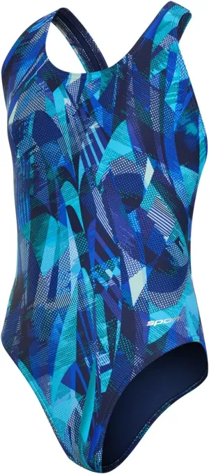Sporti Wide Strap Girls' Athletic One-Piece Swimsuit  Printed Pattern Competitive Bathing Suit, Racerback Style for Girls