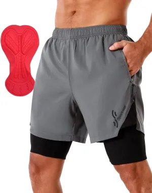 Sportneer Bike Shorts for Men - 3D Padded Lightweight MTB Fit Riding Biking Bicycle Biker Shorts with Zipper Pockets