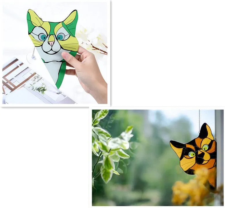 Stained Glass Cat Window Hanger Decoration