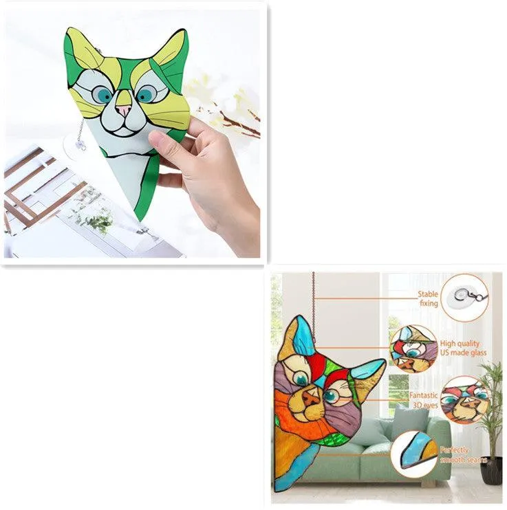 Stained Glass Cat Window Hanger Decoration