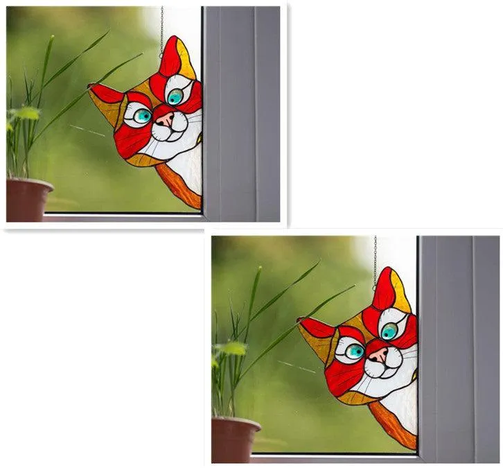 Stained Glass Cat Window Hanger Decoration
