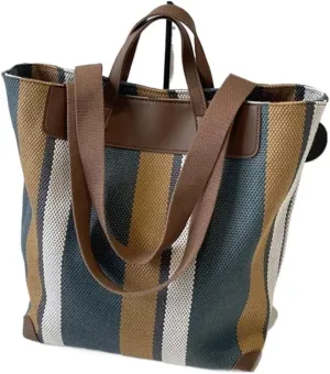 Striped Shoulder Bucket Bags