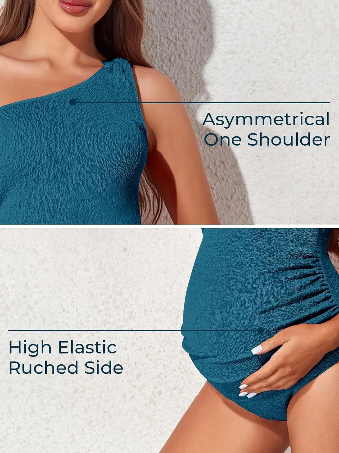 Summer Mae Maternity Swimsuit One Piece One Shoulder Ribbed Pregnancy Bathing Suit