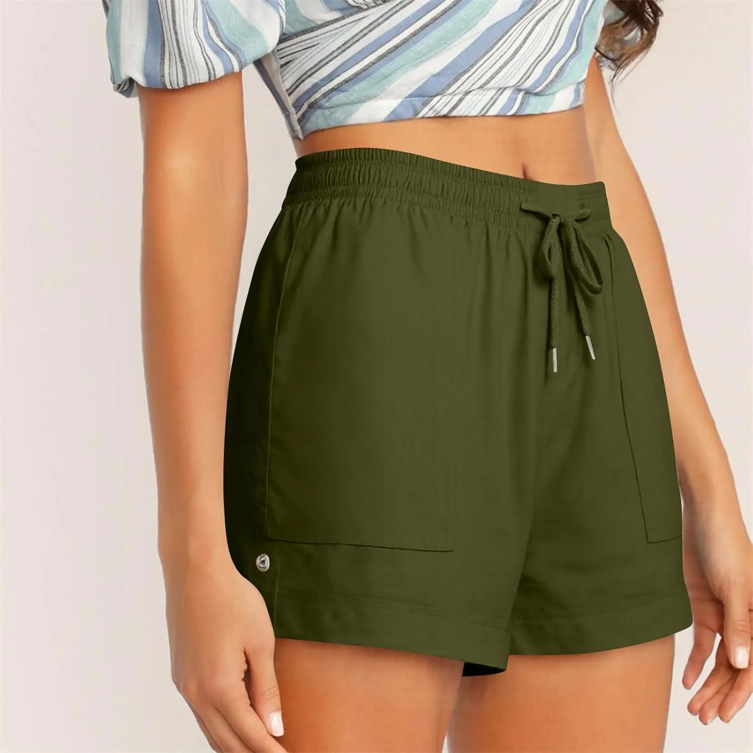 Summer Shorts for Women Plus Size Casual Elastic Waist Drawstring Short 5 Inch Inseam Beach Vacation Outfits