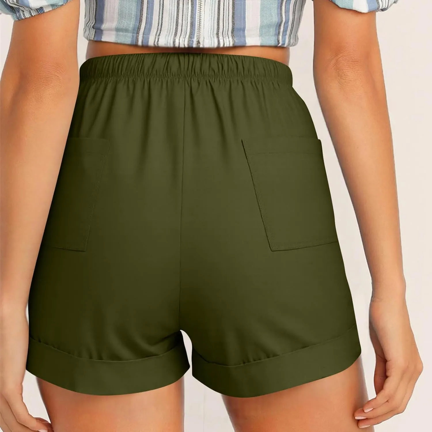 Summer Shorts for Women Plus Size Casual Elastic Waist Drawstring Short 5 Inch Inseam Beach Vacation Outfits